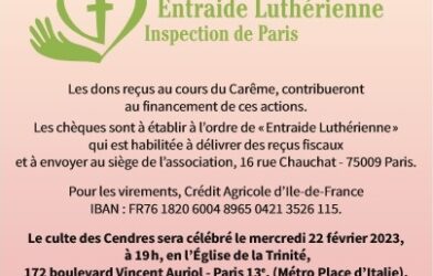 Entraide Luthérienne, Inspection de Paris. Une proposition d’Action solidaire